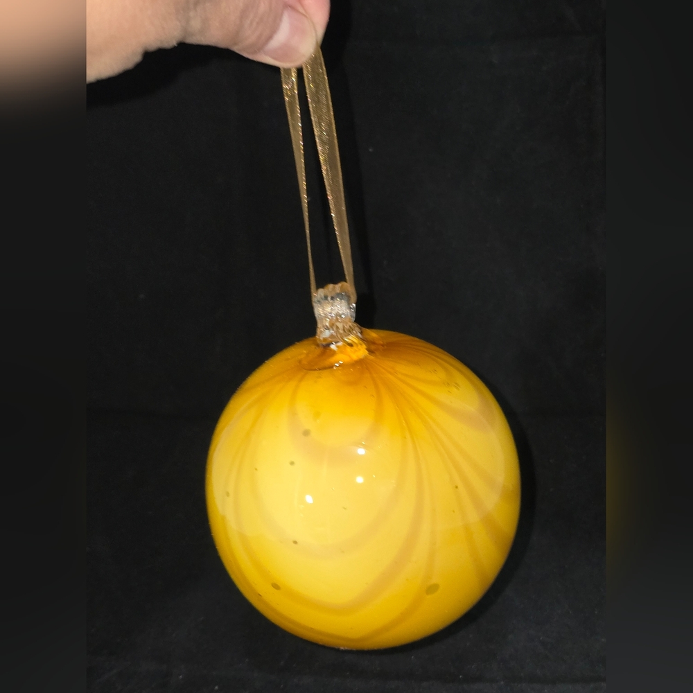 Hanging Glass Ornament Orb/Friendship Ball With Swirls